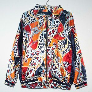 Vintage 90s Casual Isle Baroque Silky Bomber Track Jacket